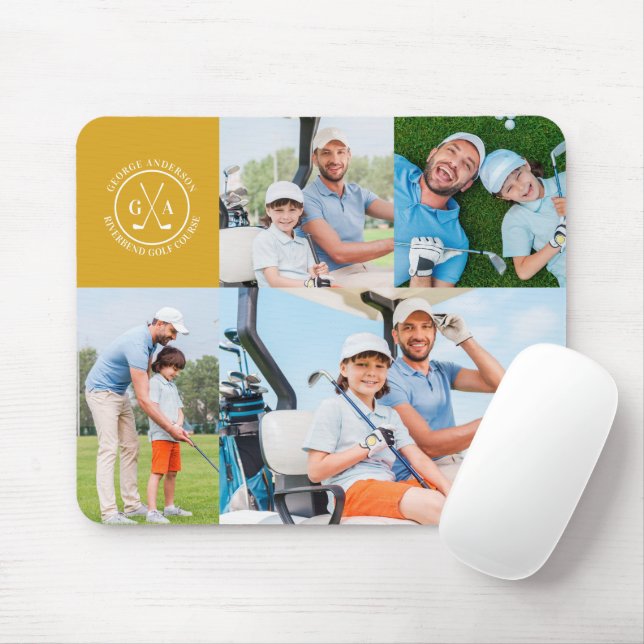 Custom Golf Multi Photo Monogram Fathers Day Mouse Pad (With Mouse)