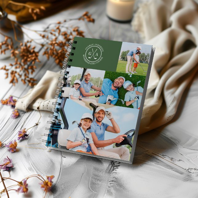 Custom Golf Multi Photo Monogram Fathers Day Notebook (Creator Uploaded)