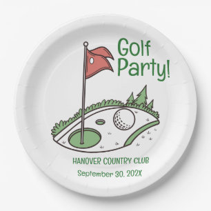 Custom Golf Party Plate Location, Date