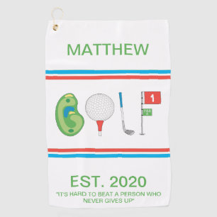 Custom Golf player Name est Inspirational quote Towel