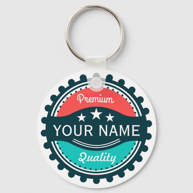 Custom Golf Player Name Red Green Key Ring (Front)