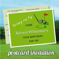 CUSTOM GOLF POSTCARD 70TH BIRTHDAY INVITATION