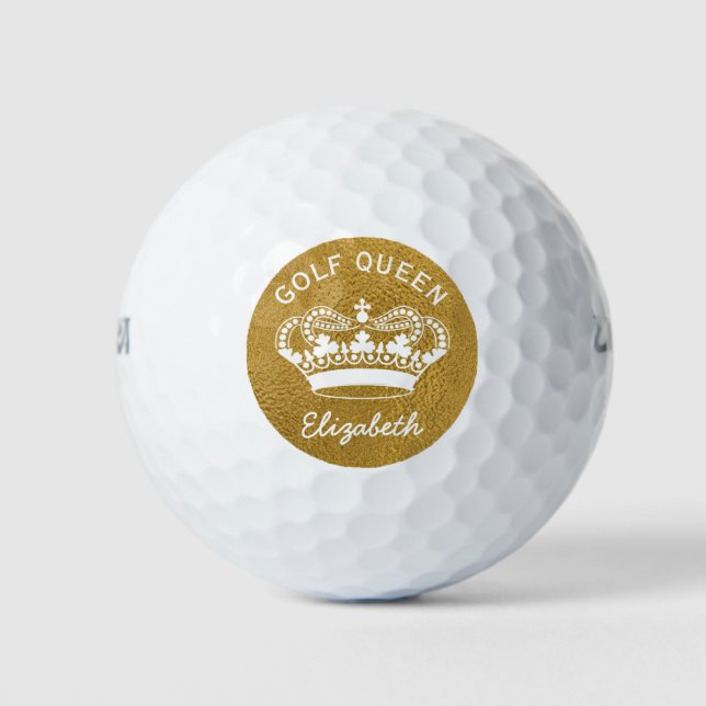 Custom Golf Queen Gold Crown Golf Balls (Front)