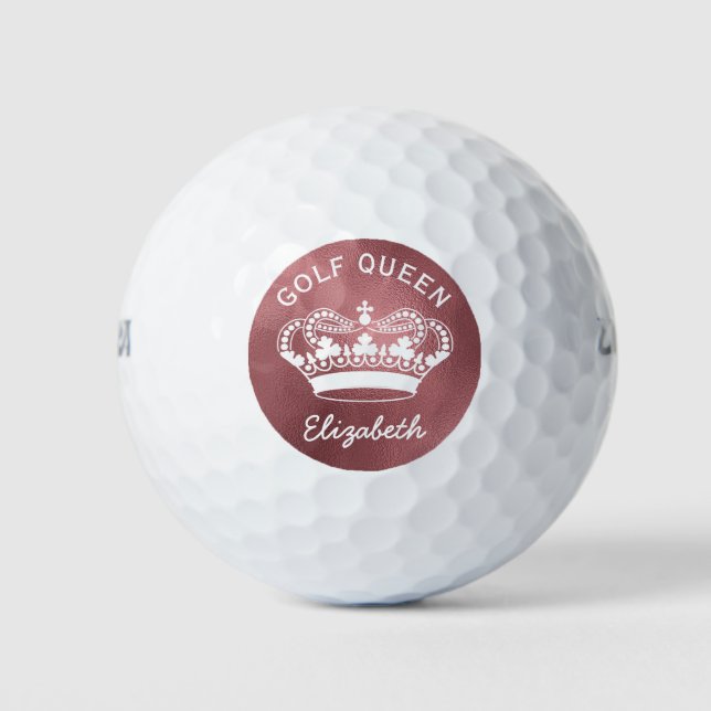 Custom Golf Queen Rose Gold Crown Balls (Front)