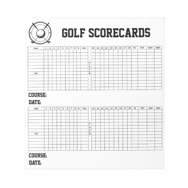 Custom Golf Scorecards Notepad (Front)
