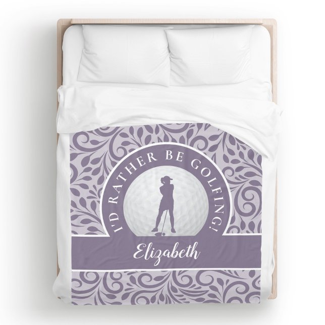 Custom Golf Silhouette Modern Pattern Purple Chic  Fleece Blanket (Custom Golf Silhouette Modern Pattern Purple Chic Fleece Blanket)