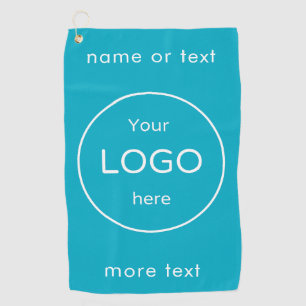 Custom Golf towel with Business Logo light blue