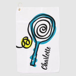 Custom golf towel with cute tennis racket design