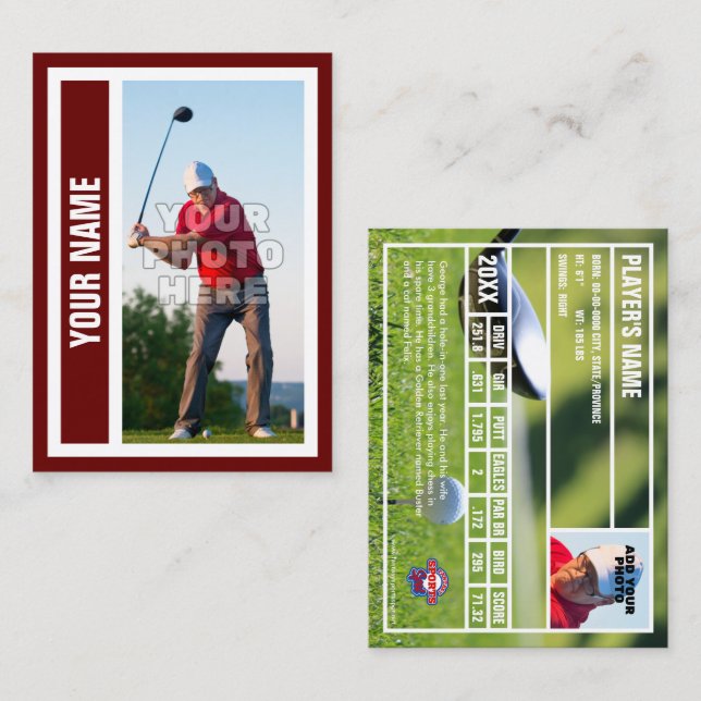 Custom Golf Trading Card - Dark Red (Front/Back)