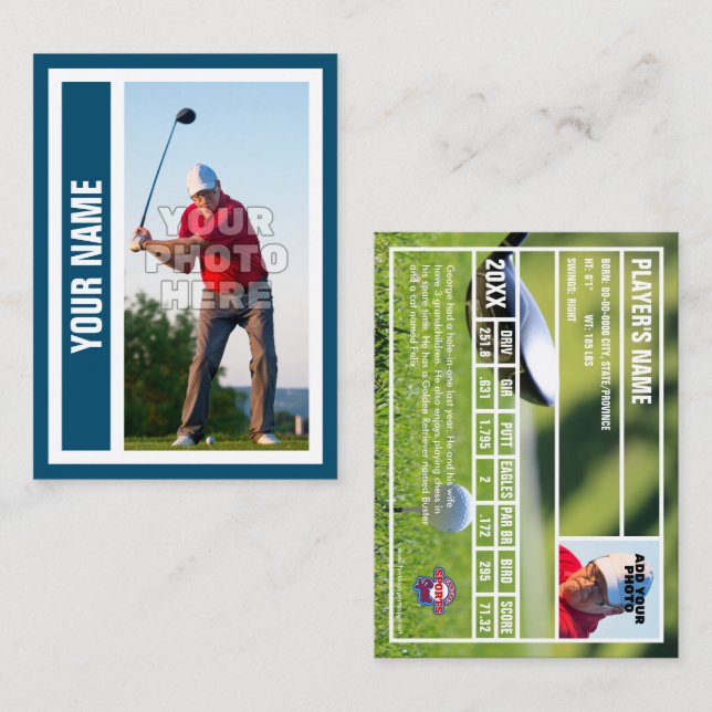 Custom Golf Trading Card - Ocean Blue (Front/Back)