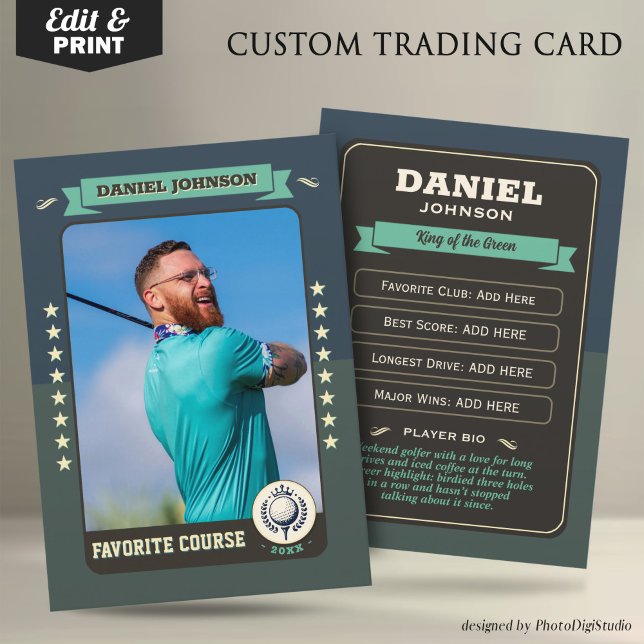Custom Golf Trading Card, Personalised Golfer Card (Custom Golfer Trading Card, Golf Trading Card Custom Gifts for Golfers, Retro Golf Card)