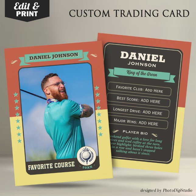 Custom Golf Trading Card, Personalised Golfer Card (Custom Golfer Trading Card, Golf Trading Card Custom Gifts for Golfers, Retro Golf Card)