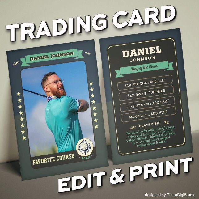 Custom Golf Trading Card, Personalised Golfer Card (Custom Golfer Trading Card, Golf Trading Card Custom Gifts for Golfers, Retro Golf Card)