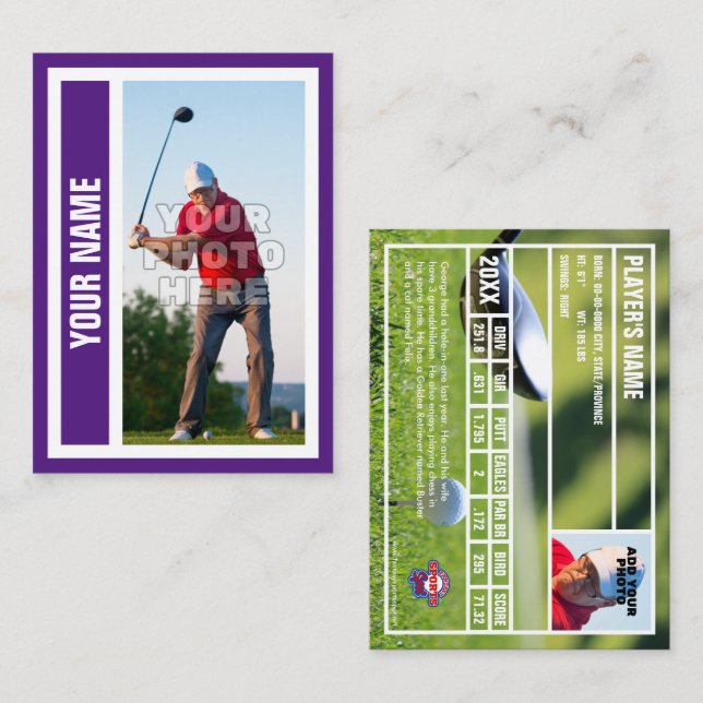 Custom Golf Trading Card - Royal Purple (Front/Back)