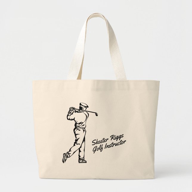 Custom Golf  with Script Large Tote Bag (Front)
