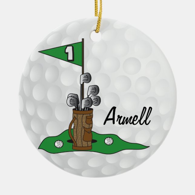 Custom - Golfer 🏌️‍♀️ on the Green |  Golf Ceramic Ornament (Front)