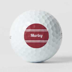 Custom Golfer Sport Classic Name Modern Red Golf Balls