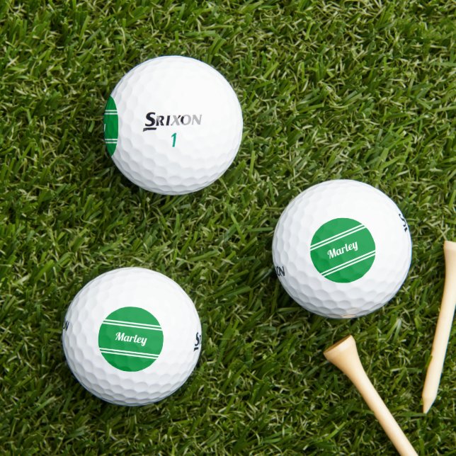 Custom Golfer Sports Classic Name Monogram Green Golf Balls (Insitu Grass)