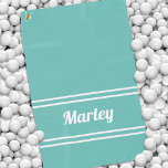 Custom Golfer Sports Classic Name Monogram Teal Golf Towel<br><div class="desc">Classic design features a custom template for name or text up to eleven letters in modern script and a double frame border. Script and border are in white on a light teal background. Colour of background and font are easily changed with the Zazzle design tool section. Be sure to check...</div>