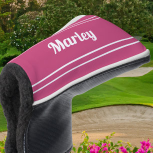 Custom Golfer Sports Ladies Name Monogram Pink Golf Head Cover