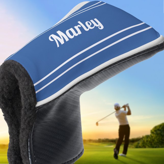 Custom Golfer Sports Modern Monogrammed Club Blue Golf Head Cover (Custom Golfer Sports Modern Monogrammed Club Blue Golf Head Cover)