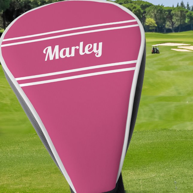 Custom Golfer Sports Modern Monogrammed Girly Pink Golf Head Cover (Creator Uploaded)