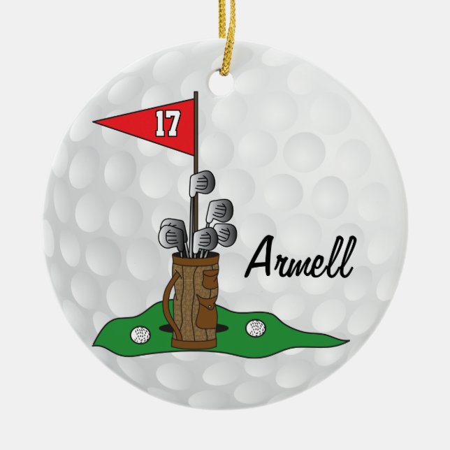 Custom - Golfing 🏌️‍♀️ on the Green |  Golf  Ceramic Ornament (Front)