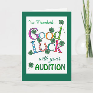 Custom Good Luck Audition Four-leaf Clover Card