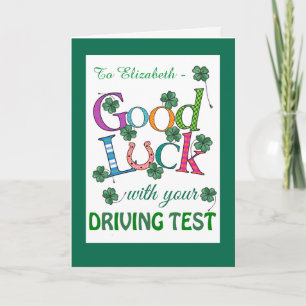 Custom Good Luck for Driving Test Four-leaf Clover Card