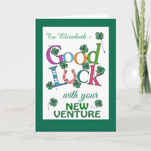 Custom Good Luck New Venture Four-leaf Clover Card