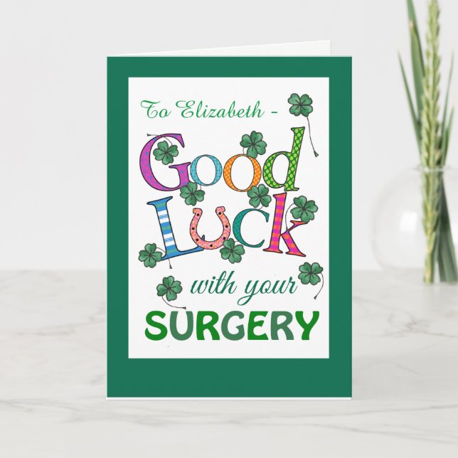 Custom Good Luck Surgery Four-leaf Clover Card (Front)