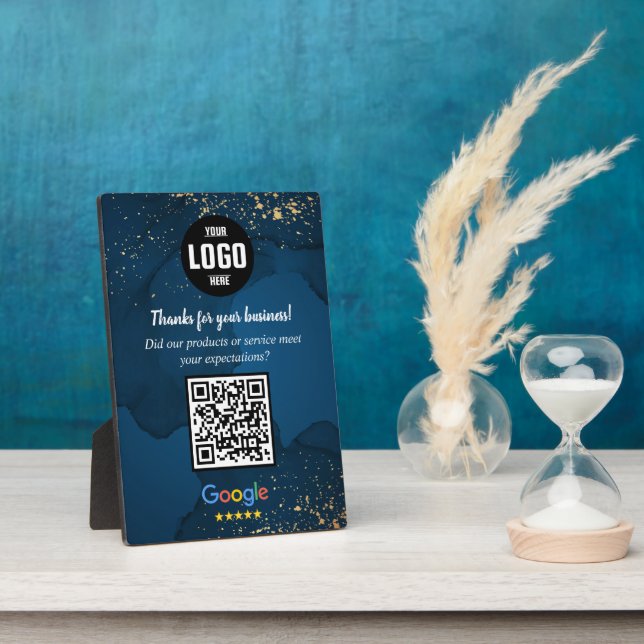 Custom Google Review QR Code Business Plaque (Side)