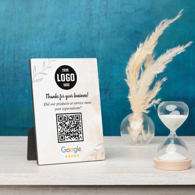 Custom Google Review QR Code Business Plaque (Side)