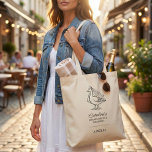 Custom Goose Doodle Weekend Bachelorette Favour Tote Bag<br><div class="desc">This personalised bachelorette weekend tote features a charming hand-drawn bride goose illustration paired with clean, elegant typography. The playful design feels relaxed and personal, making it ideal for group trips, welcome gifts, and carrying essentials throughout the celebration. Designed to coordinate with matching invitations and party details, this tote adds a...</div>