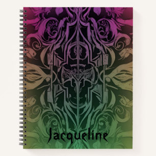 Custom Gothic Gradient Floral Notebook