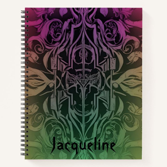 Custom Gothic Gradient Floral Notebook (Front)