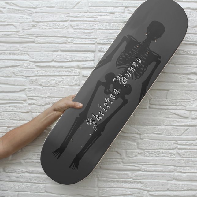 Custom Gothic Skeleton Skateboard (Spooky Skeleton Skateboard with space for your name)