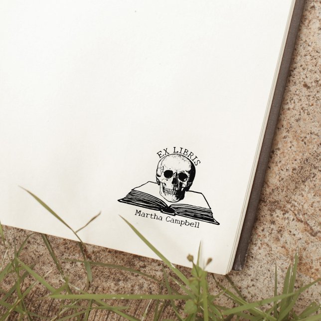 Custom Gothic Skull Ex Libris Library Book Rubber Stamp (Creator Uploaded)