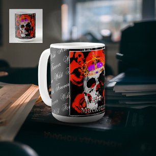 Custom Gothic Skull Red Roses Coffee Mug