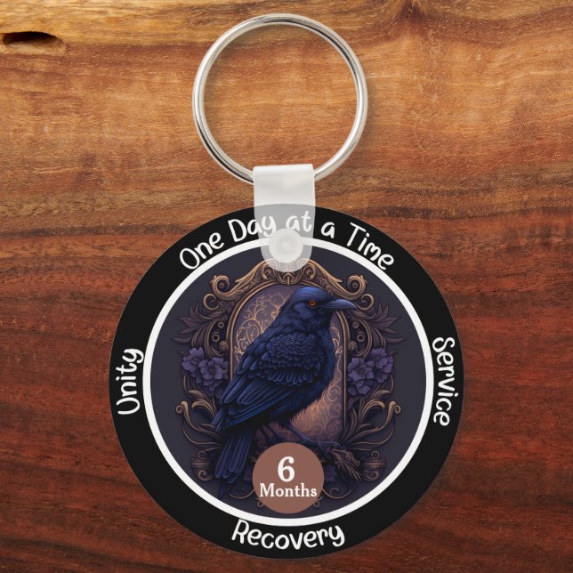 Custom Gothic  Sobriety Milestone Gift Key Ring (Front)
