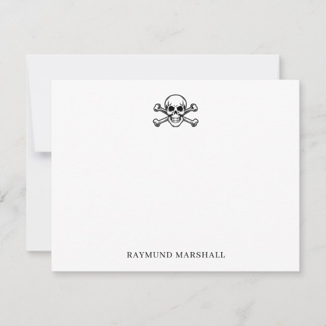 Custom Gothic Stationery Skull & Crossbones Card (Front)