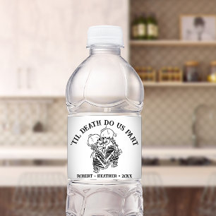 Custom Gothic Wedding Party Favour Personalised Water Bottle Label