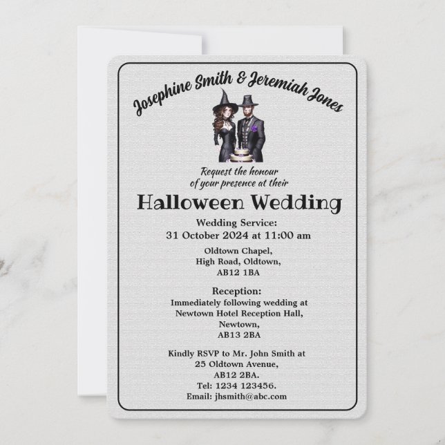 Custom Gothic Witch & Warlock Hallowedding Invitation (Front)