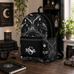 Custom Gothic with Moon Phase Design Printed Backpack