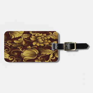 Custom Graceful Brown Floral Luggage Tag
