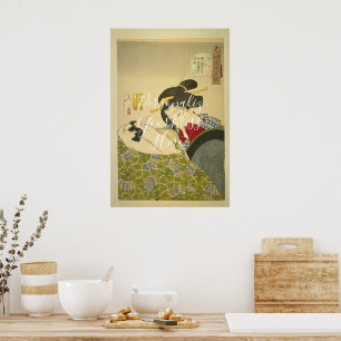 CUSTOM Graceful Japanese Bijin-ga Print   Vintage 