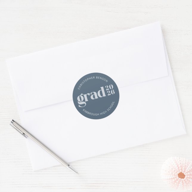 Custom Grad 2026 Slate Blue Graduation Seals (Envelope)