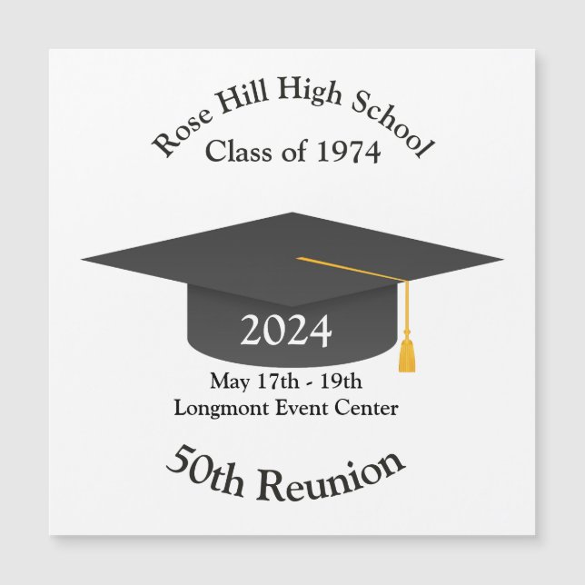 Custom Grad Cap Reunion Save-the-Date Magnet (Front)