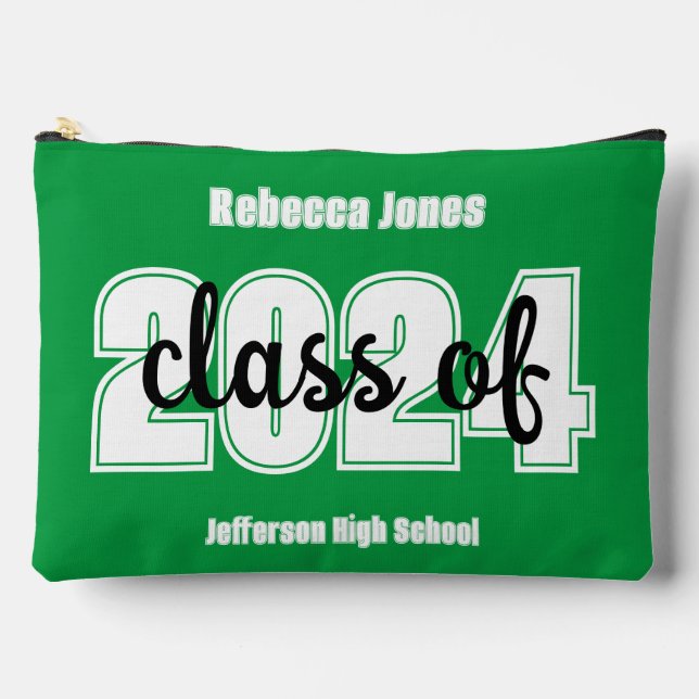 Custom grad year and school name accessory pouch (Front)