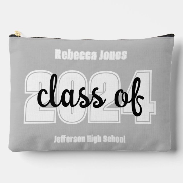 Custom grad year and school name accessory pouch (Front)